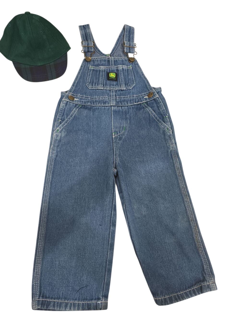 John Deer Toddler Denim Overalls with Baseball Cap